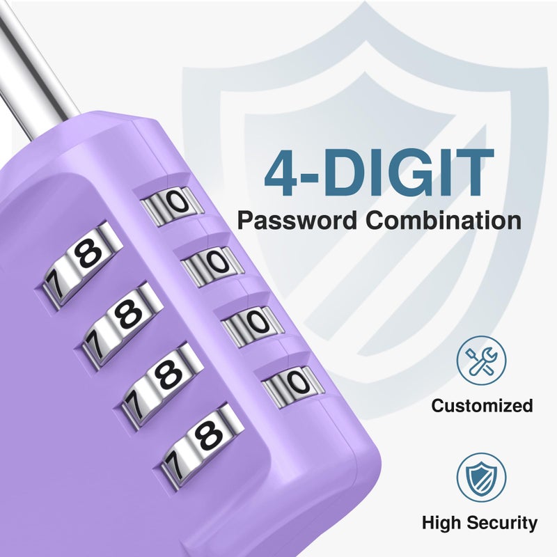 Puroma Combination Lock 4 Digit Waterproof Locker Locks Secure Outdoor Padlock for Gym Lockers, Toolboxes, Gates, Fences, Storage, Sports Locker, Cabinets (Purple) - Image 2