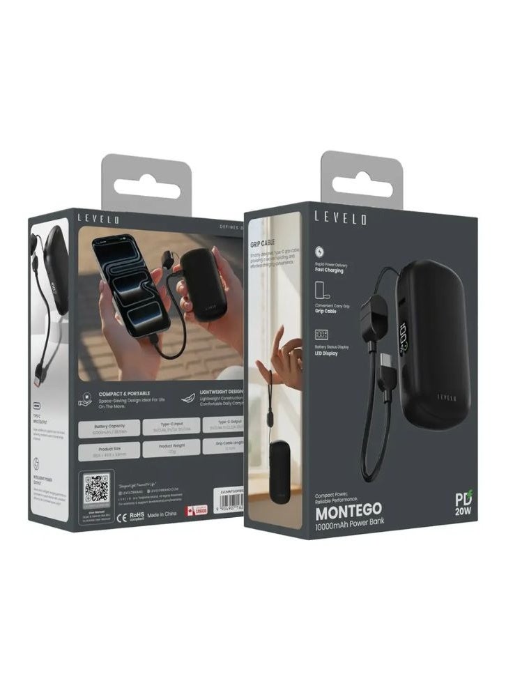 ليفيلو باور بانك شحن سريع Levelo بسعة 10000 مللي أمبير USB-C PD 20 واط تصميم نحيف وخفيف للآيفون والأندرويد - Image 2