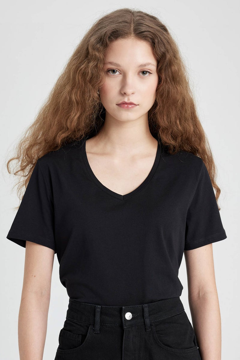 ديفاكتو تيشيرت حمل نص كم قصة عادية - Image 1