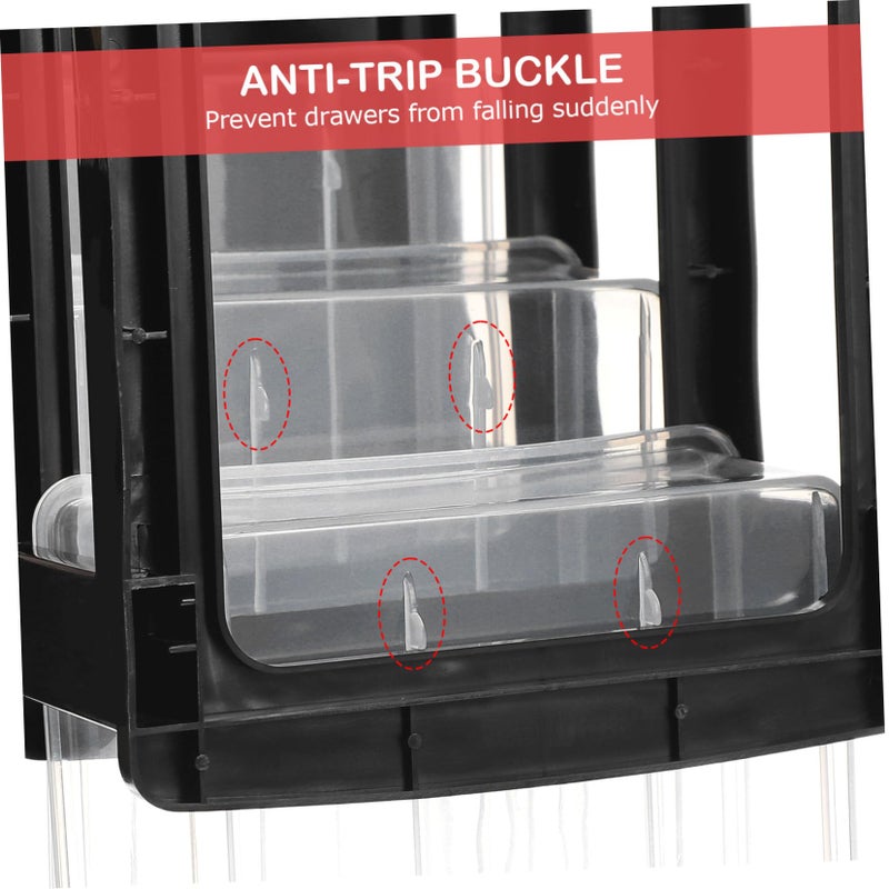 Black 3 Drawer Cosmetic Organizer Shelving Unit with Transparent Desktop Bin Storage - Image 4