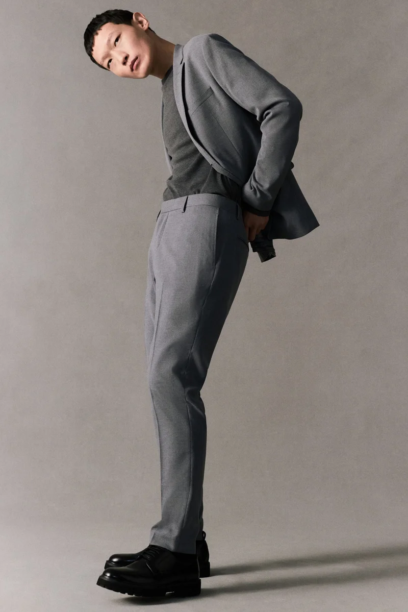 H&M Grey Dark Slim Fit Suit trousers for Men | Best Price UAE