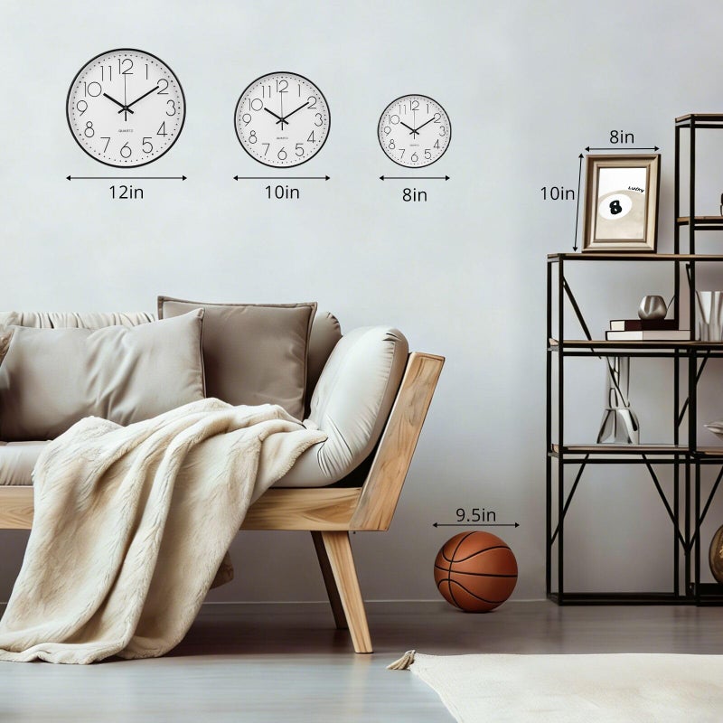 bakbrand Wall Clock 10 Inch Non-Ticking Silent Modern Simple Style Round Decor Clock Rose Gold Stereoscopic Dial Quartz Wall Clocks for Home/Office/School/Living Room/Bedroom/Kitchen - Image 3