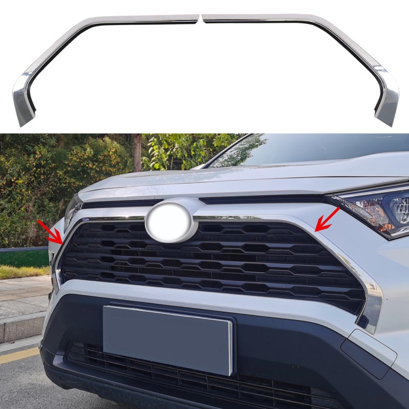 For Toyota RAV4 2025 2024 2023 2022 2021 2020 2019 Front Grille Trims Chrome Exterior Sporty Strips Molding for RAV4 Prime LE XLE XLE PREMIUM Limited Hybrid SE XSE Not for Adventure