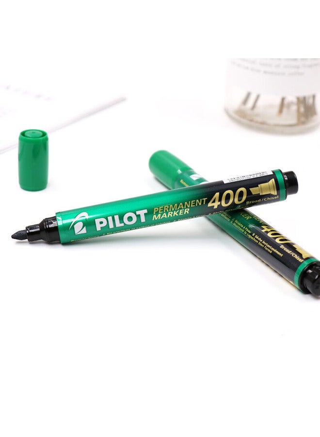 Pilot Oil-Based Marker Pen, Knife-Shaped, Quick-Drying, Sca-400, B Tip, Green, 6-Pack