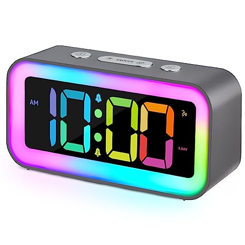 Cadmos Cute Pink Loud Alarm Clock with RGB Night Light - Perfect for Girls Room Decor and Kawaii Gifts, Small Size for Bedside or Desk Lamp in Bedrooms, Ideal for Kids, Teens (Light Pink) - Image 1
