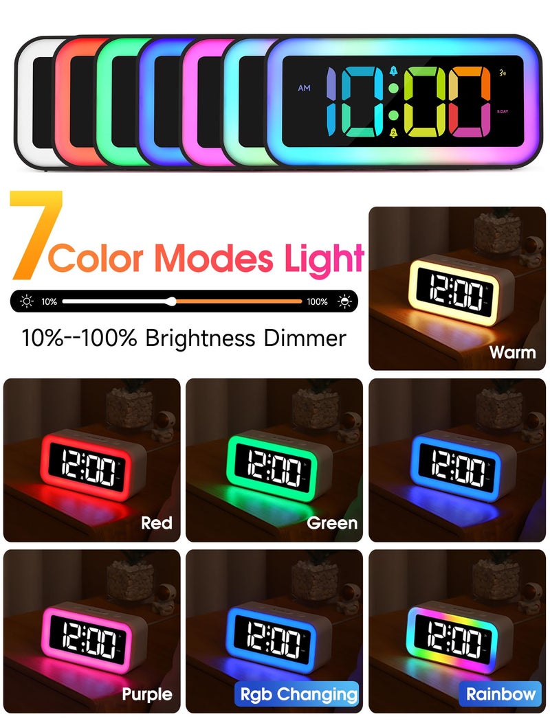 Cadmos Cute Pink Loud Alarm Clock with RGB Night Light - Perfect for Girls Room Decor and Kawaii Gifts, Small Size for Bedside or Desk Lamp in Bedrooms, Ideal for Kids, Teens (Light Pink) - Image 2