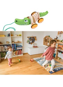 MileMelo Walk-A-Long Crocodile Push & Pull Toy – Interactive Montessori Wooden Toy for Toddlers Multicolour  - Image 3