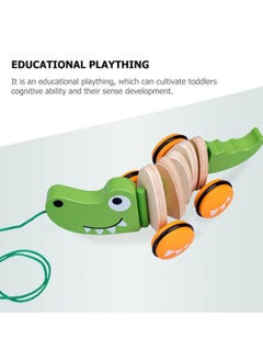 MileMelo Walk-A-Long Crocodile Push & Pull Toy – Interactive Montessori Wooden Toy for Toddlers Multicolour  - Image 4