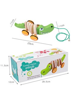 MileMelo Walk-A-Long Crocodile Push & Pull Toy – Interactive Montessori Wooden Toy for Toddlers Multicolour  - Image 2