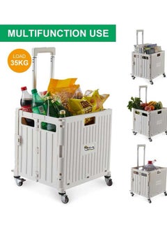 KIIUMI Folding Shopping Cart Mini Pull Shopping Cart Art Home Storage Cart Portable Shopping Cart for Travel Shopping Storage Adjustable Wheels Handles  - Image 4