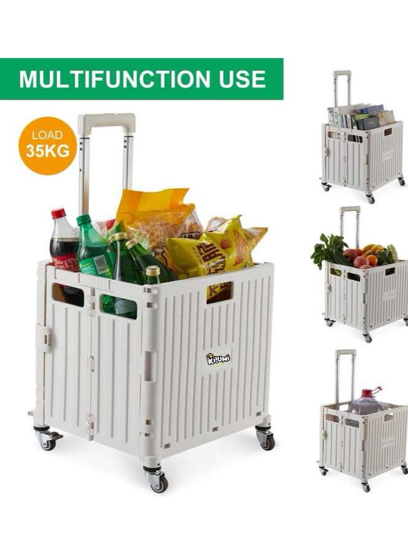 كيوومي عربة تسوق قابلة للطيعربة تسوق قابلة للطي – عربة صغيرة متعددة الاستخدامات للسحب، مثالية للتسوق، السفر، وتخزين المنزل. مزودة بعجلات ومقابض قابلة للتعديل لسهولة النقل والاستخدام. - Image 4