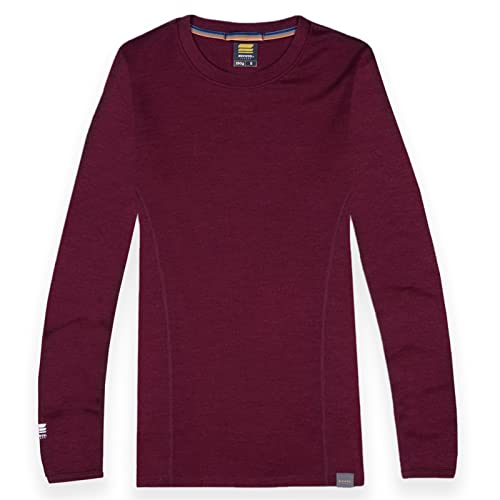 MERIWOOL Womens Base Layer 100% Merino Wool Midweight Long Sleeve Thermal Shirt Wine - Image 3