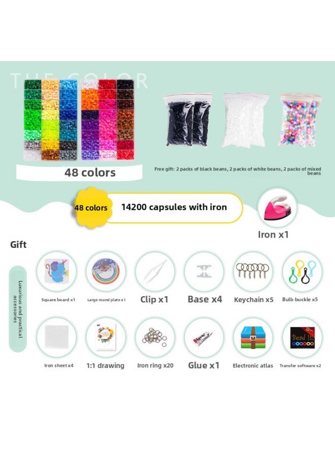 Doudou Handmade Diy Suit 3d Adult Pixel Three-dimensional Drawings Girls' Children's Puzzle Educational Toys Hand-made-Color:Soybean 48 Color 14200 Tablets With Iron + Practical Accessories - Image 1