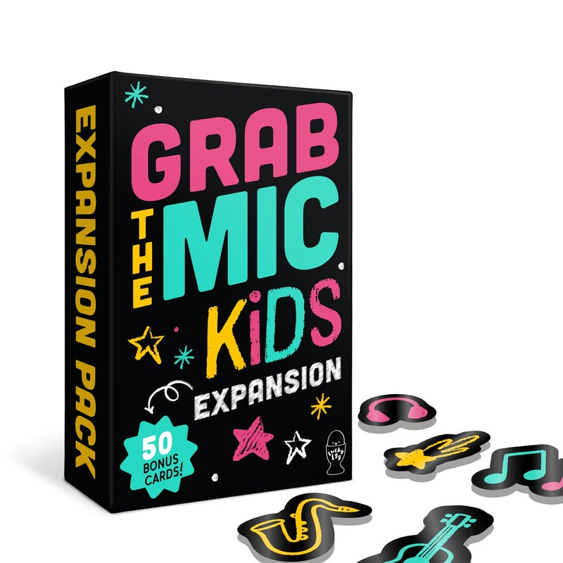 Lucky Egg Grab The Mic Kids Expansion Expansion Cards ONLY 50 Kid Friendly Challenge Games for Bad Singers Family Karaoke Board Game 8 Ages 215 Players - Image 3