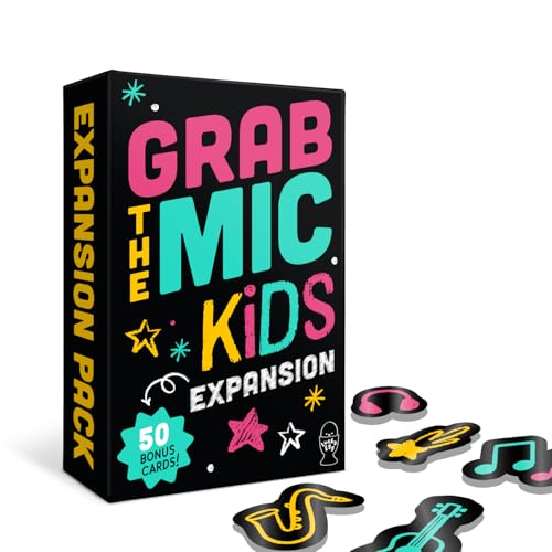 Lucky Egg Grab The Mic Kids Expansion Expansion Cards ONLY 50 Kid Friendly Challenge Games for Bad Singers Family Karaoke Board Game 8 Ages 215 Players - Image 1