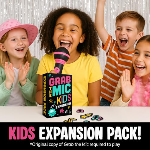 Lucky Egg Grab The Mic Kids Expansion Expansion Cards ONLY 50 Kid Friendly Challenge Games for Bad Singers Family Karaoke Board Game 8 Ages 215 Players - Image 5