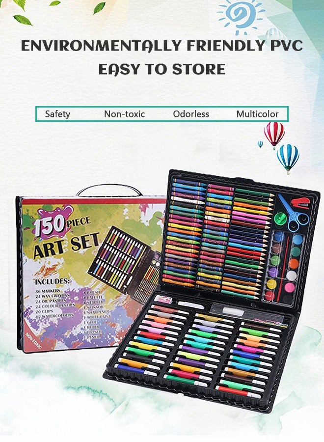 GROIC Art Supplies, 152 Piece Painting Kit, Kids Crayons Watercolor Set, Portable Art Kit Including Oil Pastels, Colored Pencils, Coloring Book, Beginner Drawing Art Set - Image 5