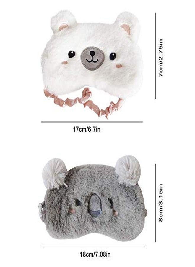 EleCharm 2 Pack Cartoon Animal Sleep Mask Soft Plush Blindfold Eye Masks Eye Cover for Women Girls Travel Nap Night Sleeping (2-Pack Koala Bear) - Image 5