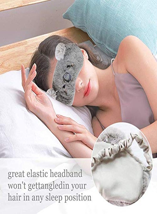 EleCharm 2 Pack Cartoon Animal Sleep Mask Soft Plush Blindfold Eye Masks Eye Cover for Women Girls Travel Nap Night Sleeping (2-Pack Koala Bear) - Image 3