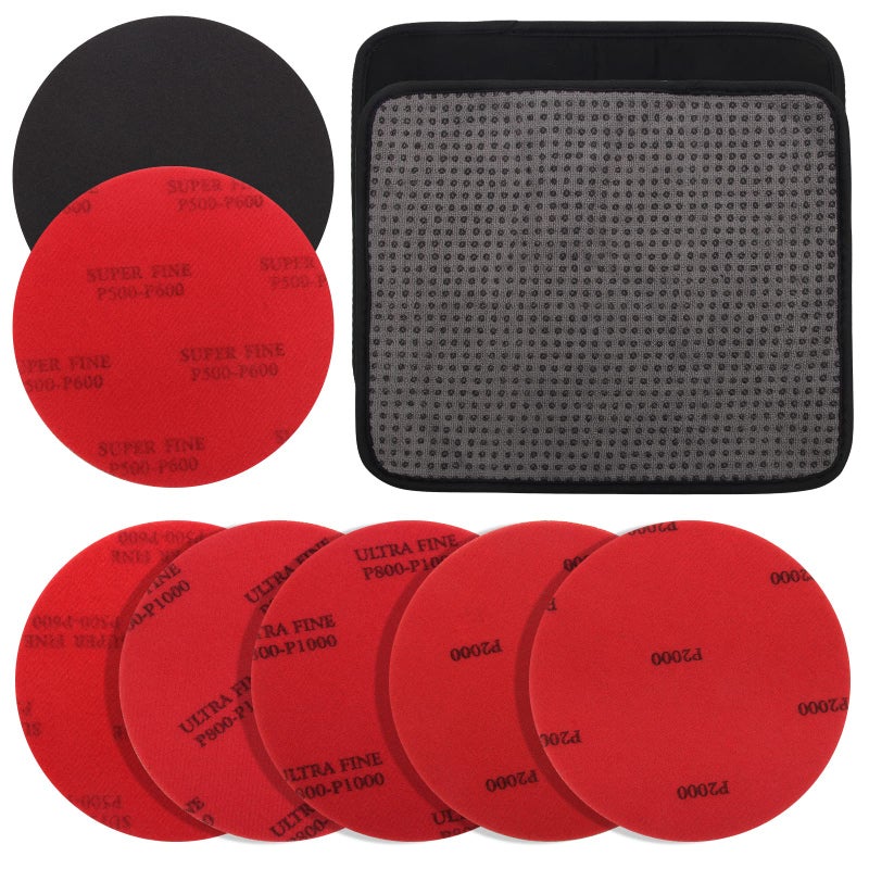 Windspeed 6+1 Pack Bowling Ball Sanding Pads with Bowling Towels, Bowling Ball Cleaning Pad 500/1000/2000 Bowling Ball Grit Pads - Image 1