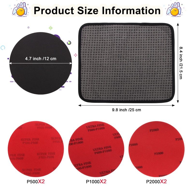 Windspeed 6+1 Pack Bowling Ball Sanding Pads with Bowling Towels, Bowling Ball Cleaning Pad 500/1000/2000 Bowling Ball Grit Pads - Image 2