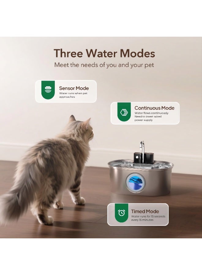 DESTINYDEAL PEKTACO Premium Wireless Sensor Automatic Cat Water Fountain 2.5L – Smart Stainless Steel Pet Drinking Fountain with Ultra-Quiet Pump, Triple Filtration, LED Indicator, Rechargeable Battery – High Quality with 1 Year Warranty (T&C Apply) - Image 5