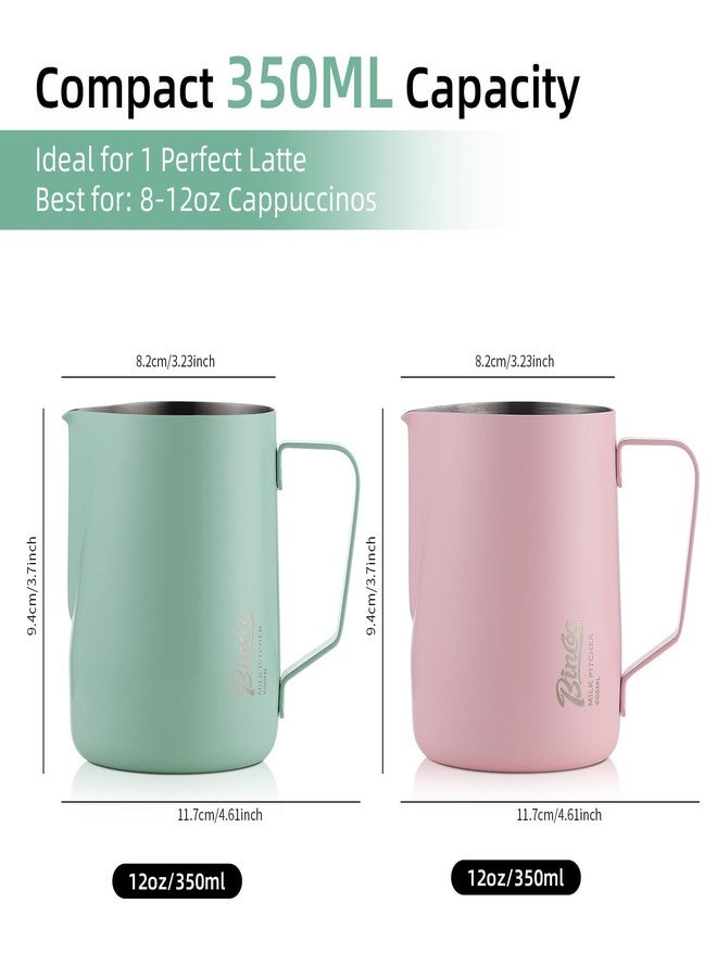 Bincoo Milk Frothing Pitcher - 350ml/12OZ Pink Milk frother, Milk Frother Cup Espresso Steaming Pitcher for Barista, Bincoo 304 Stainless Steel Espresso Steaming Pitchers for Latte Art/Cappuccino/Coffee/Milk - Image 4