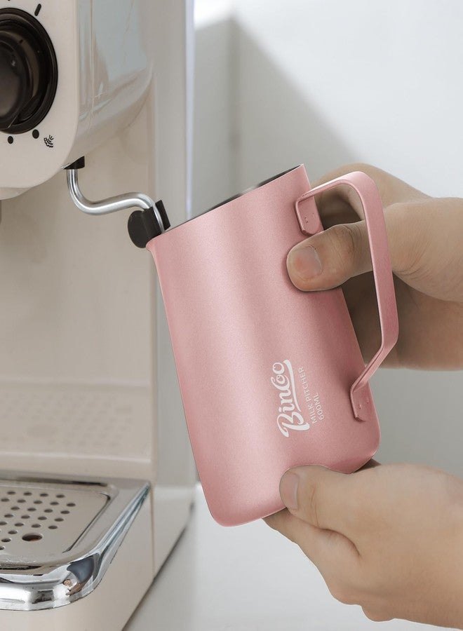 Bincoo Milk Frothing Pitcher - 350ml/12OZ Pink Milk frother, Milk Frother Cup Espresso Steaming Pitcher for Barista, Bincoo 304 Stainless Steel Espresso Steaming Pitchers for Latte Art/Cappuccino/Coffee/Milk - Image 3