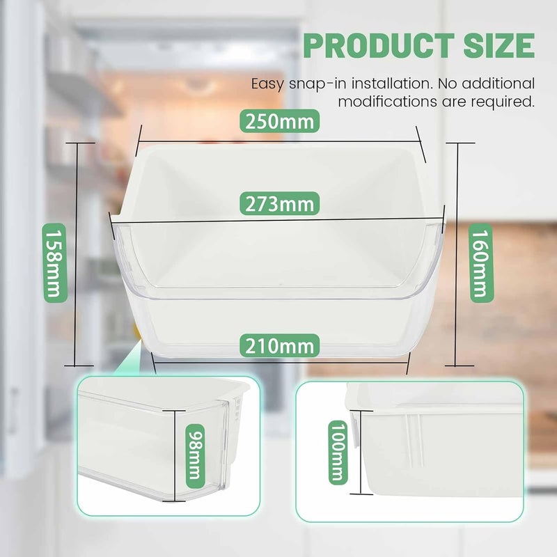 HECASA DA97-12935A Refrigerator Door Shelf Bin Compatible with Samsung Refrigerator Freezer Door Bin Replacement only Clear+White - Image 3
