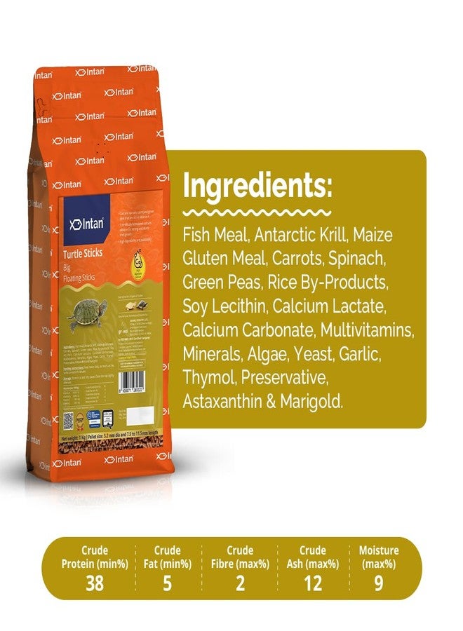 Intan Turtle Sticks (Big 3.2mm x 7.5-11.5mm Floating) | 1Kg - Highly Nutritious Ornamental Fish Food for Turtles, Amphibians & Newts | Growel Feeds - Image 3