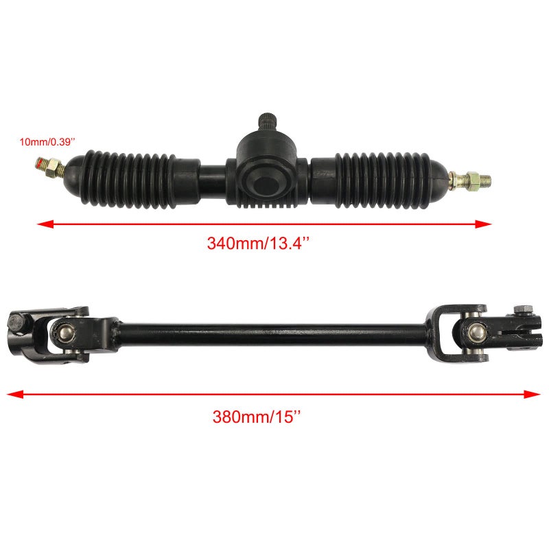 PRO BAT PRO BAT 300mm/11.8'' Steering Wheel Steel Kit 320mm/12.6'' Gear Rack Pinion Adjustable Shaft Set Replacement for 110cc Go Kart Golf Buggy UTV  - Image 2