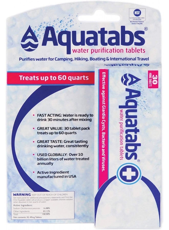 Generic Aquatabs 49Mg Water Purification Tablets (30 Pack). Water Filtration System For Hiking, Backpacking, Camping, Emergencies, Survival, And Home-Use. Easy To Use Water Treatment And Disinfection. - Image 2