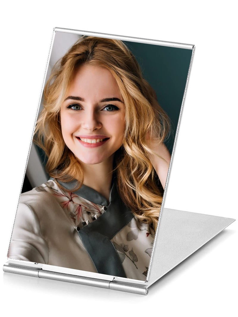 MIRRORNOVA Portable Folding Mirror UltraSlim Durable Makeup Mirror Small Tabletop Mirror for Travel Aluminum Shell Mini Size 47