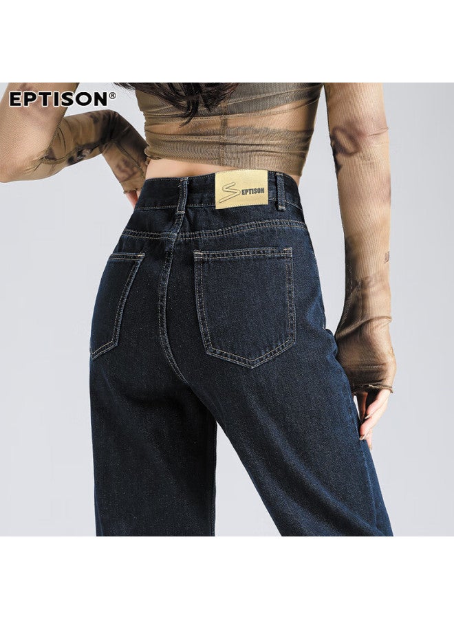 EPTISON Yipin Tiancheng Spring/Summer Women'S Jeans Pure Color All-Match Long Pants Loose And Slimming Fashion Straight-Leg Pants For Women - Image 1