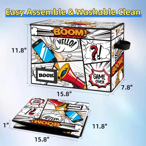 YNSZAS Collection Comic Book Storage Boxes, Protector Organizer 15.8" X 7.8" X 11.8" Collapsible Short Box Holds 160-180 Comic Book Heavy Duty Bin Container Holder Shelf - Image 5