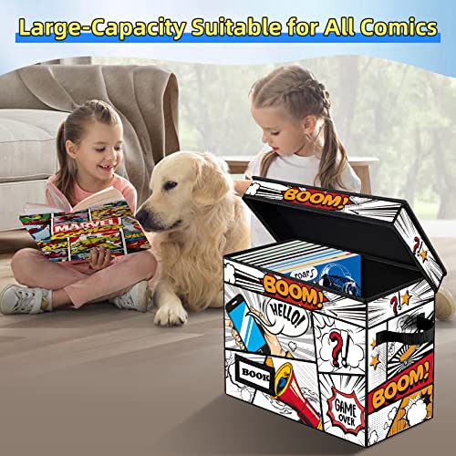 YNSZAS Collection Comic Book Storage Boxes, Protector Organizer 15.8" X 7.8" X 11.8" Collapsible Short Box Holds 160-180 Comic Book Heavy Duty Bin Container Holder Shelf - Image 2