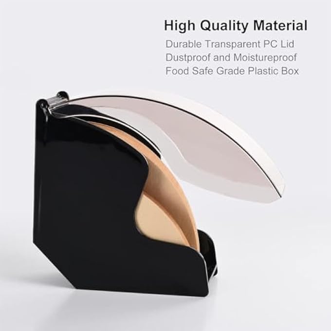 ريحني حامل فلتر القهوة الأسود يخزن حتى 100 فلتر قهوة بما في ذلك غطاء V60 مخروط ميني مقاوم للغبار بسعة 812 كوب ونموذج مثالي للمكتب المنزلي في مقهى - Image 5