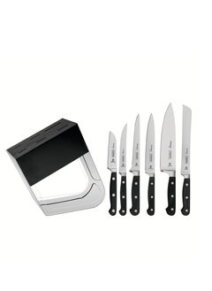 Since 1911,Made in Brazil- Century 7 Pieces Knife and Block Set with Stainless Steel Blade and Black Polycarbonate Handle,