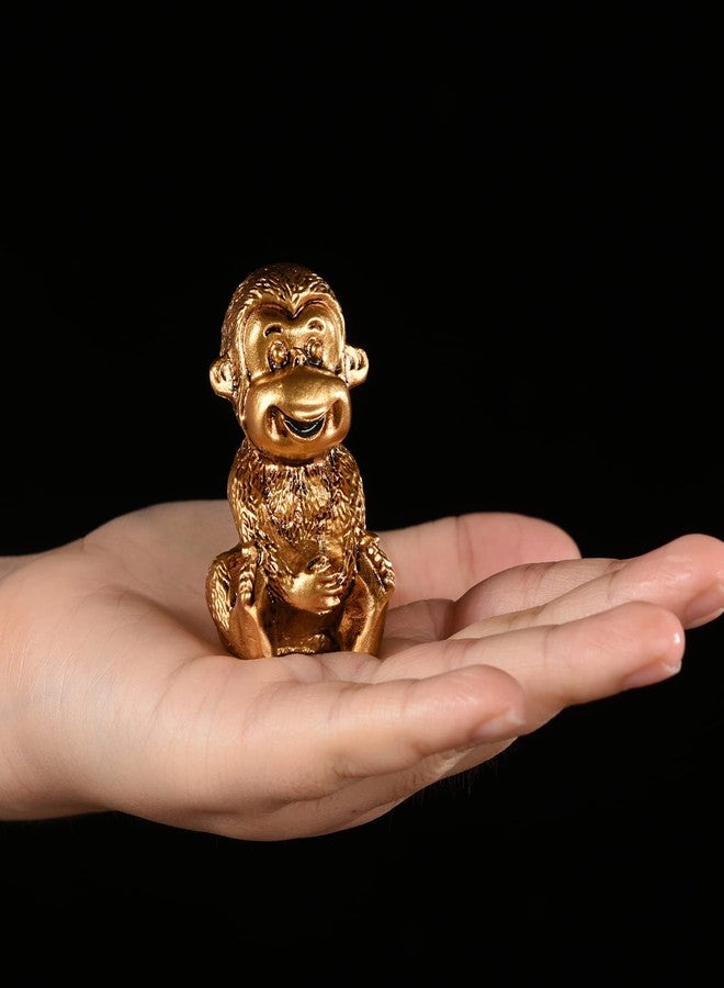 BRABUD Fengshui Resin See no Evil Hear no Evil Speak no Evil Do no Evil Monkey Figurines Set of 4 Home Office Desk Decor Statue Collection Gold TQGJBS284 - Image 3
