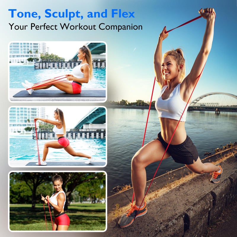 FitBeast Resistance Bands Set, 5 Different Levels, Pull Up Assist Bands for Strength Training, Powerlifting, Muscle Toning, Mobility Exercises, Full-Body Workout (Vibrant 5-125 lbs) - Image 4