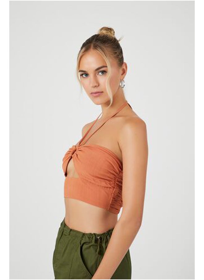 FOREVER 21 - Cutout O-Ring Halter Crop Top - Image 1