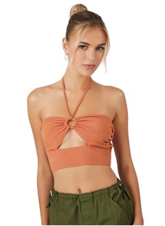 Cutout O-Ring Halter Crop Top