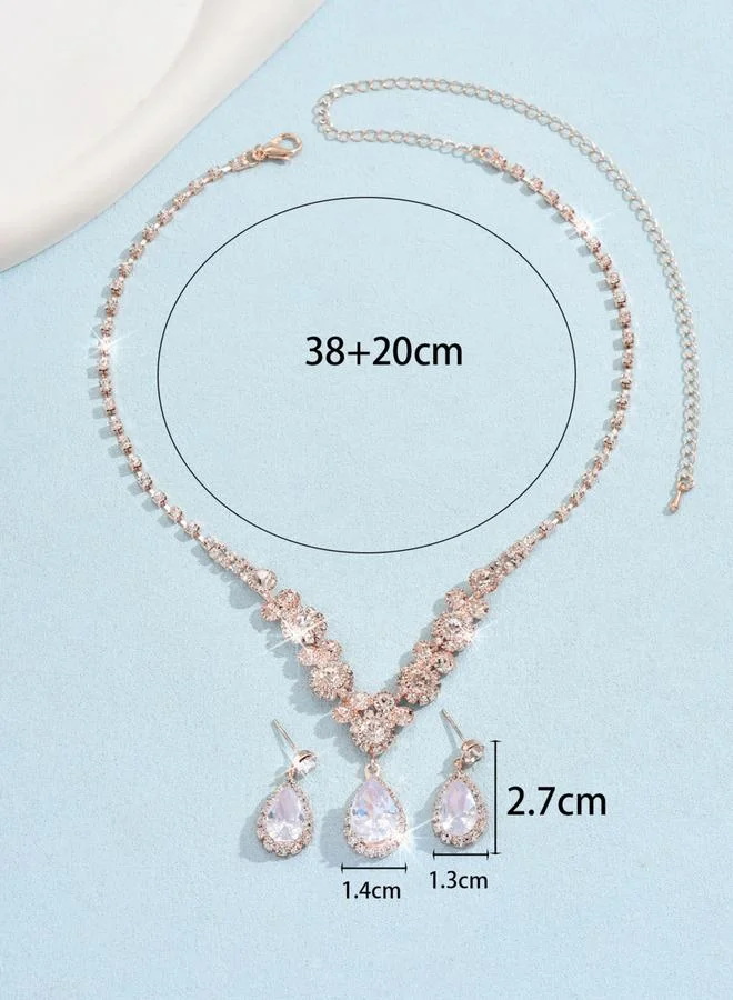Take Two  Take Two Embellished Water Drop Pendant Necklace and Earrings Jewelry Set for Women | Best Price UAE