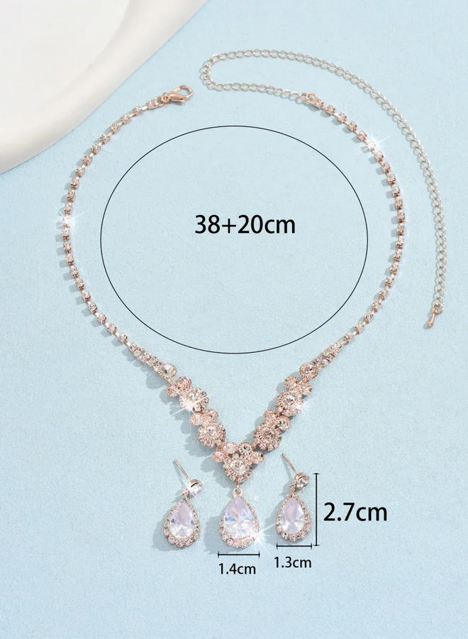Take Two  Take Two Embellished Water Drop Pendant Necklace and Earrings Jewelry Set for Women | Best Price UAE