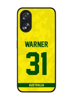 Rugged Black Edge case for Oppo A18 / Oppo A38, Slim fit Soft Flexible Rubber Edges Anti Drop Cover - Team Australia David Warner, Jersey No 31