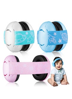 KASTWAVE 3Pcs Kids Ear Protection for Noise Reduction Cancelling Ear with Adjustable Headband Noise Hearing Protection Ear (Blue, White, Pink)  - Image 1