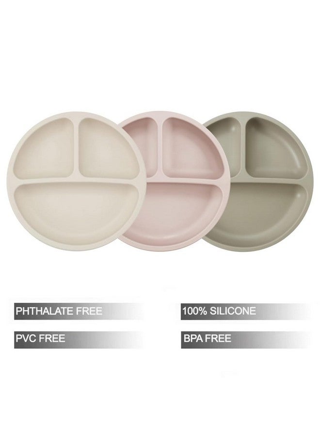 باندا إير مجموعة أطباق وأدوات مائدة للأطفال الصغار من باندا إير، 9 قطع، عبوة من 3 أطباق شفط للأطفال الصغار مع 3 ملاعق و3 شوك، طقم تغذية سيليكون للأطفال، أدوات مائدة أساسية لتناول الطعام للأطفال الصغار، مقاس واحد، بني كتان - Image 1