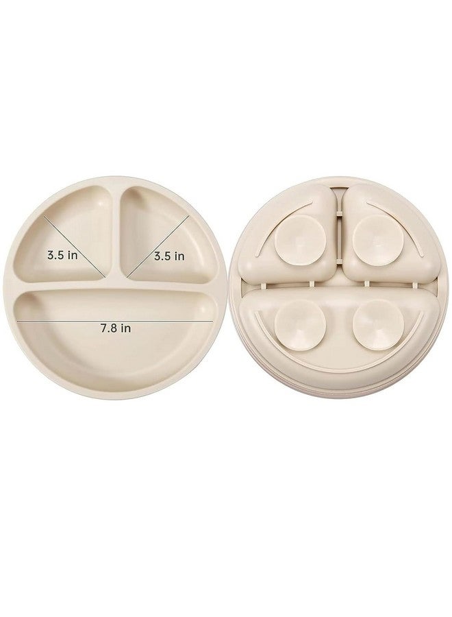 باندا إير مجموعة أطباق وأدوات مائدة للأطفال الصغار من باندا إير، 9 قطع، عبوة من 3 أطباق شفط للأطفال الصغار مع 3 ملاعق و3 شوك، طقم تغذية سيليكون للأطفال، أدوات مائدة أساسية لتناول الطعام للأطفال الصغار، مقاس واحد، بني كتان - Image 2