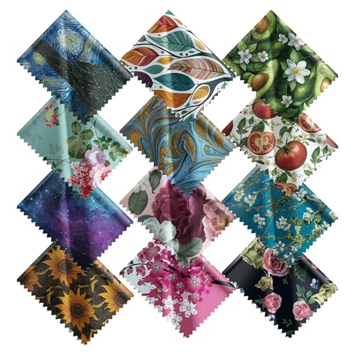 PG6 Pattern Printed Soft Microfiber Cleaning Cloths 12 Pieces for Eyeglasses (Pattern Randomly Sent), Camera Kens, Cell Phones, CD, DVD, Computers, Tablets, Laptops, Telescope, LCD Screens - Image 1