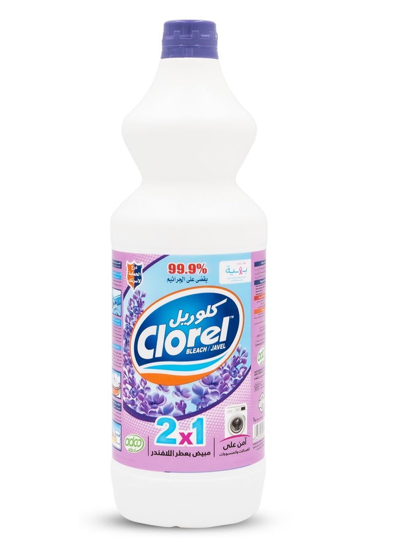 Clorel - Clorel Scented Bleach 2-in-1 Lavender | 1kg Multi-Purpose Bleach Liquid for Stain Removal, Fabric Whitening, Surface Disinfection & Household Cleaning | Kills 99.9% of Germs - Image 1